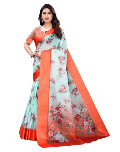 Turquoise Blue Cotton Saree | Sudathi