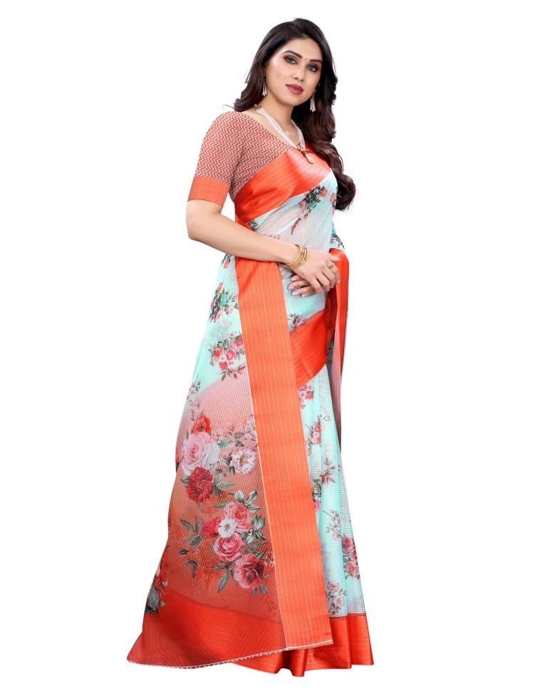Turquoise Blue Cotton Saree | Sudathi