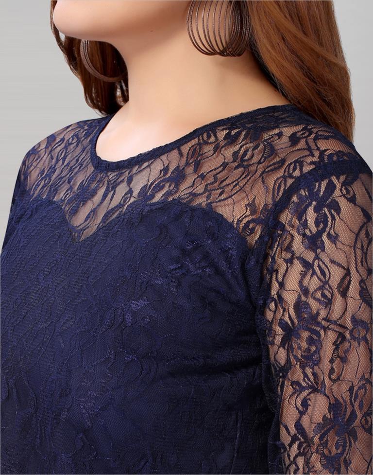 Blue Net Bell Sleeves top | Sudathi