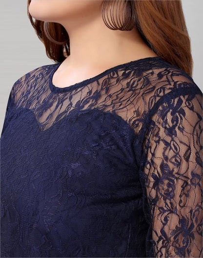 Blue Net Bell Sleeves top | Sudathi
