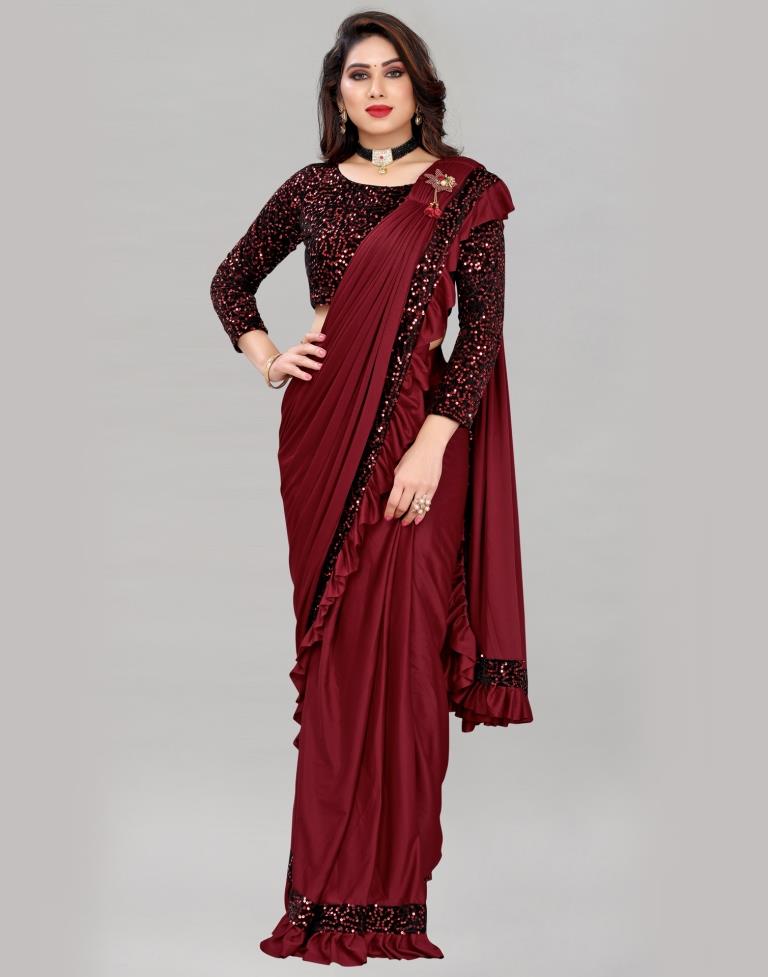 Maroon Ready To Wear Saree | Sudathi