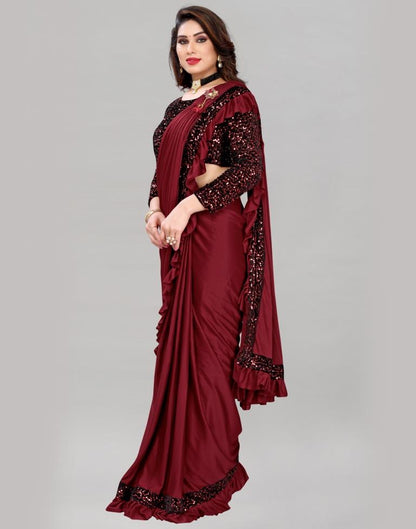 Maroon Ready To Wear Saree | Sudathi