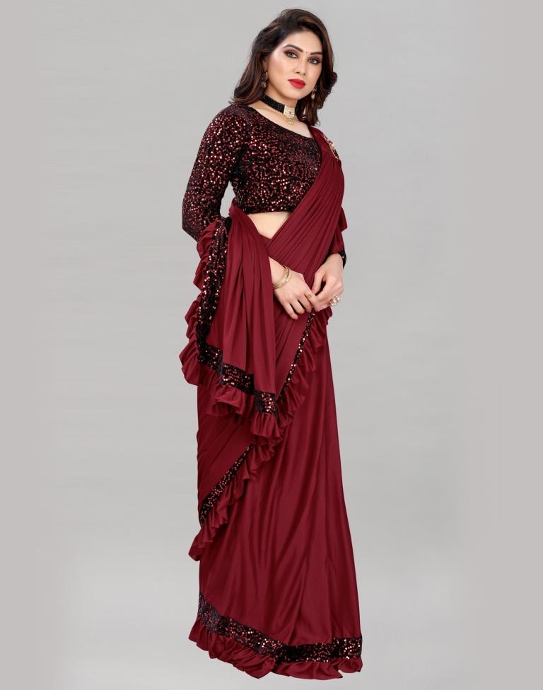 Maroon Ready To Wear Saree | Sudathi