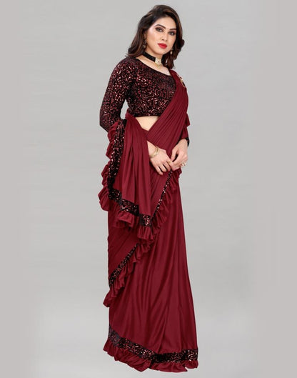 Maroon Ready To Wear Saree | Sudathi