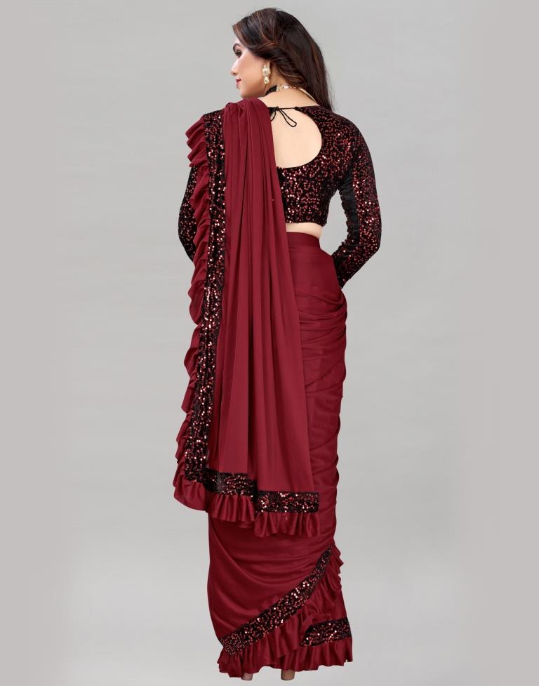 Maroon Ready To Wear Saree | Sudathi