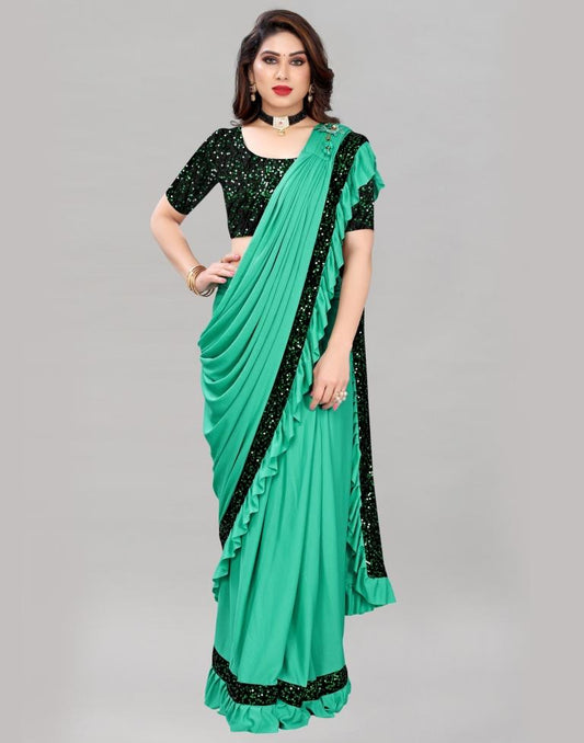 Acqua Green Ready To Wear Saree | Sudathi