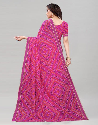 Dark Pink Coloured Georgette Bandhani Printed Casual saree | Sudathi