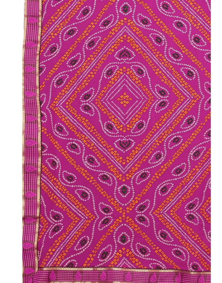 Dark Pink Coloured Georgette Bandhani Printed Casual saree | Sudathi