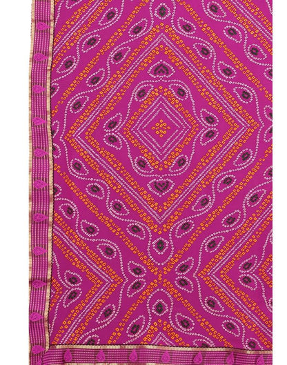 Dark Pink Coloured Georgette Bandhani Printed Casual saree | Sudathi