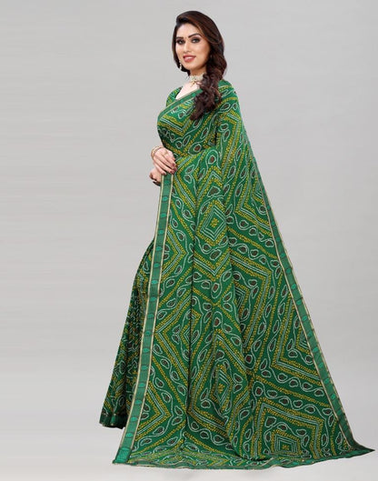 Green Coloured Georgette Bandhani Printed Casual saree | Sudathi