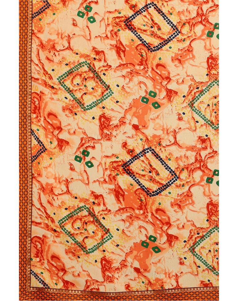 Light Orange Coloured Georgette Bandhani Printed Casual saree | Sudathi