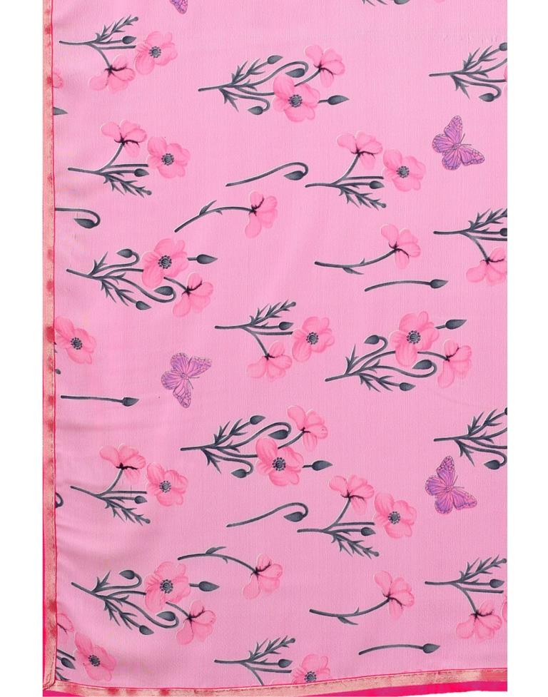 Light Pink Coloured Georgette Floral Printed Casual saree | Sudathi