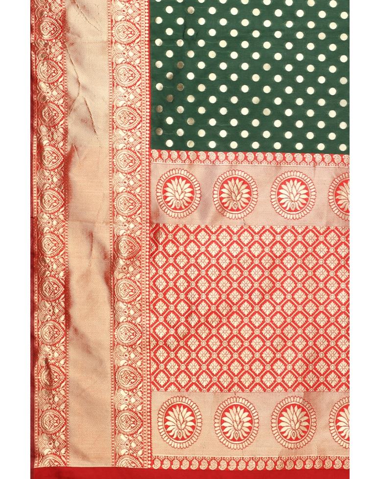 Bottle Green Banarasi Saree | Sudathi