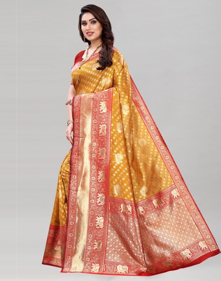 Mustard Yellow Banarasi Saree | Sudathi