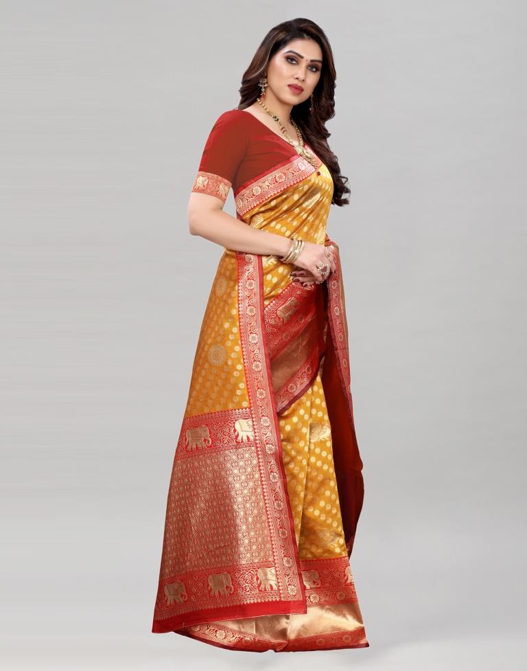 Mustard Yellow Banarasi Saree | Sudathi
