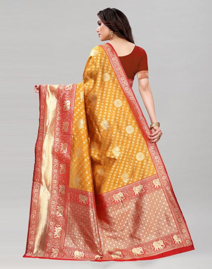 Mustard Yellow Banarasi Saree | Sudathi