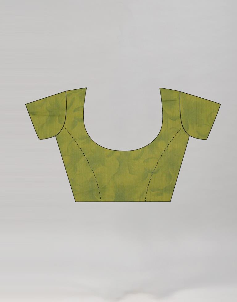 Olive Green Coloured Chiffon Floral Printed Casual Saree | Sudathi