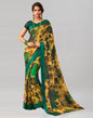 Mustard Yellow Coloured Chiffon Floral Printed Casual Saree | Sudathi