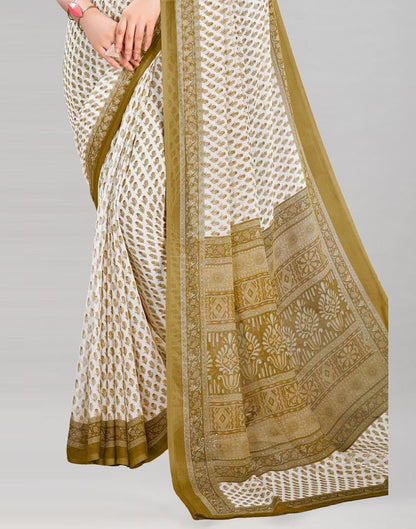 Biscotti Tan Coloured Chiffon Floral Printed Casual saree | Sudathi