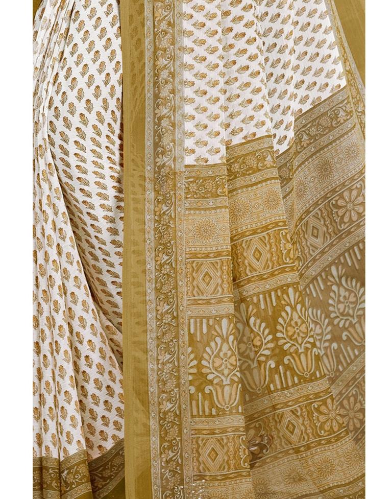 Biscotti Tan Coloured Chiffon Floral Printed Casual saree | Sudathi