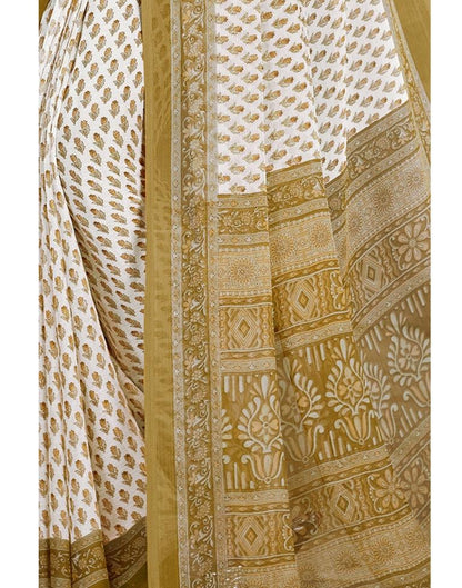 Biscotti Tan Coloured Chiffon Floral Printed Casual saree | Sudathi