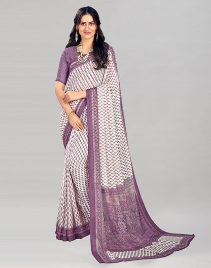 Light Purple Coloured Chiffon Floral Printed Casual saree | Sudathi