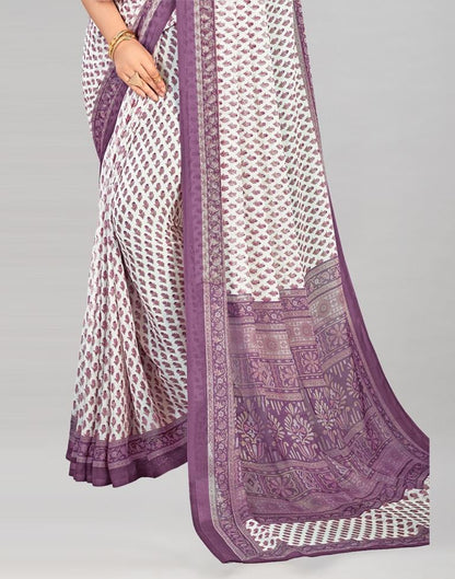 Light Purple Coloured Chiffon Floral Printed Casual saree | Sudathi