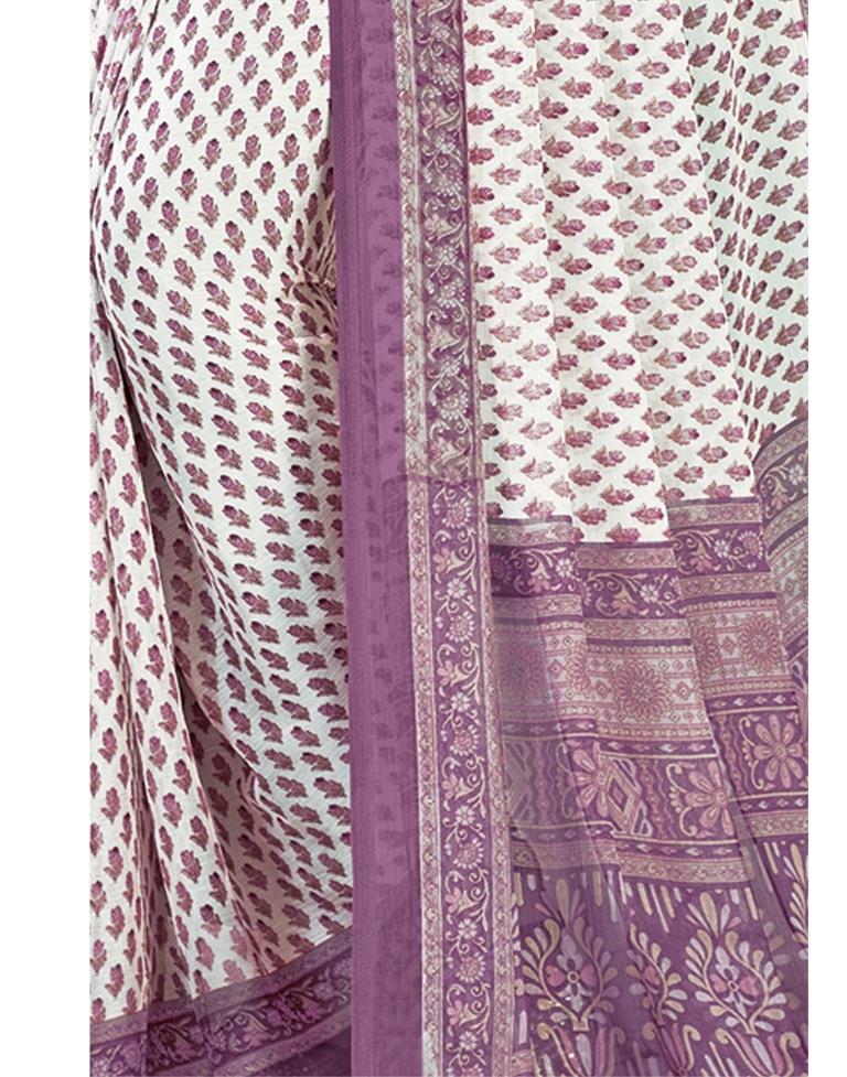 Light Purple Coloured Chiffon Floral Printed Casual saree | Sudathi
