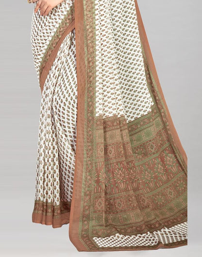 Brown Coloured Chiffon Floral Printed Casual saree | Sudathi