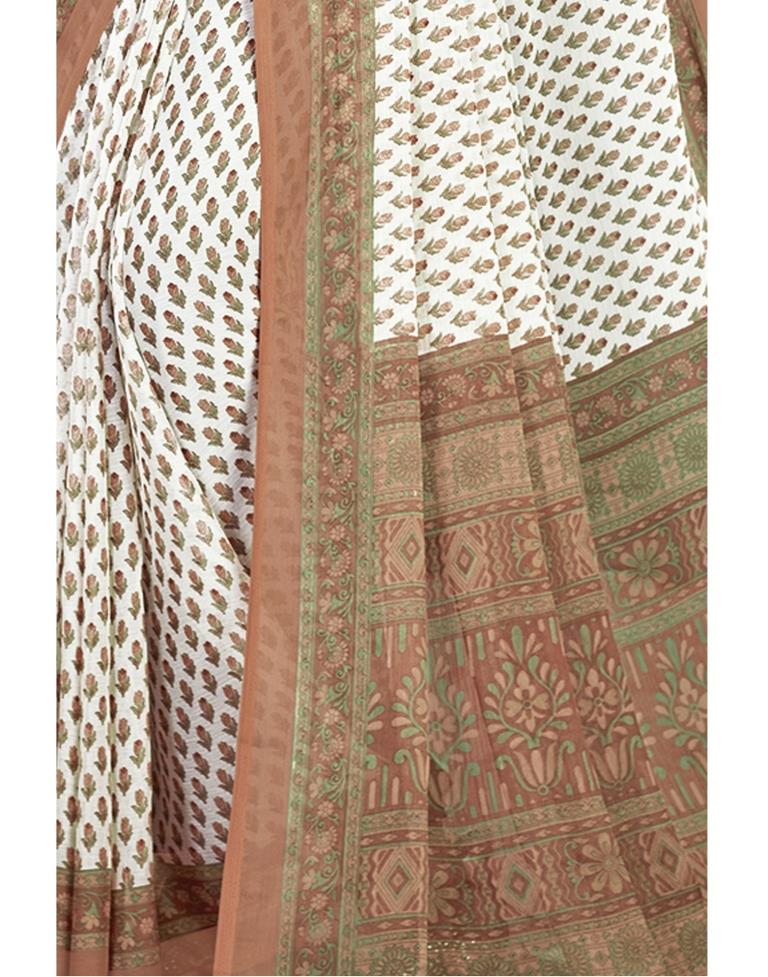 Brown Coloured Chiffon Floral Printed Casual saree | Sudathi