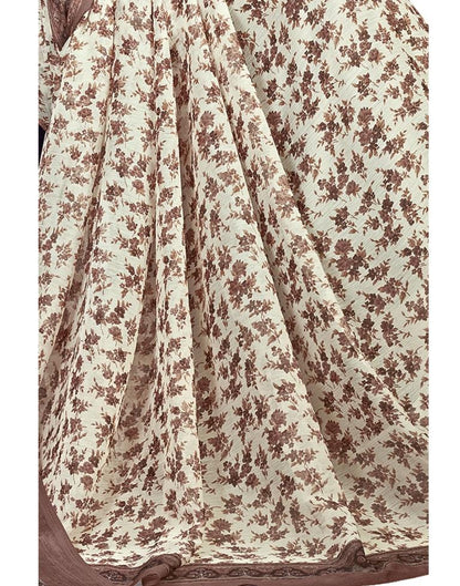 Brown Coloured Chiffon Floral Printed Casual saree | Sudathi