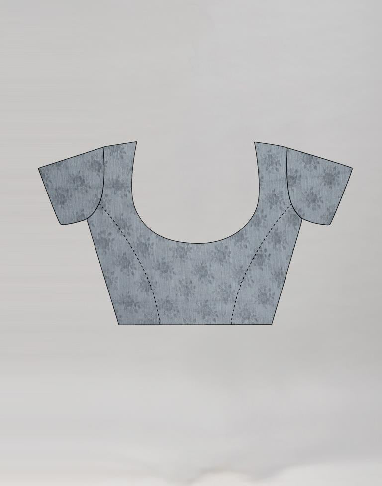Grey Coloured Chiffon Floral Printed Casual saree | Sudathi