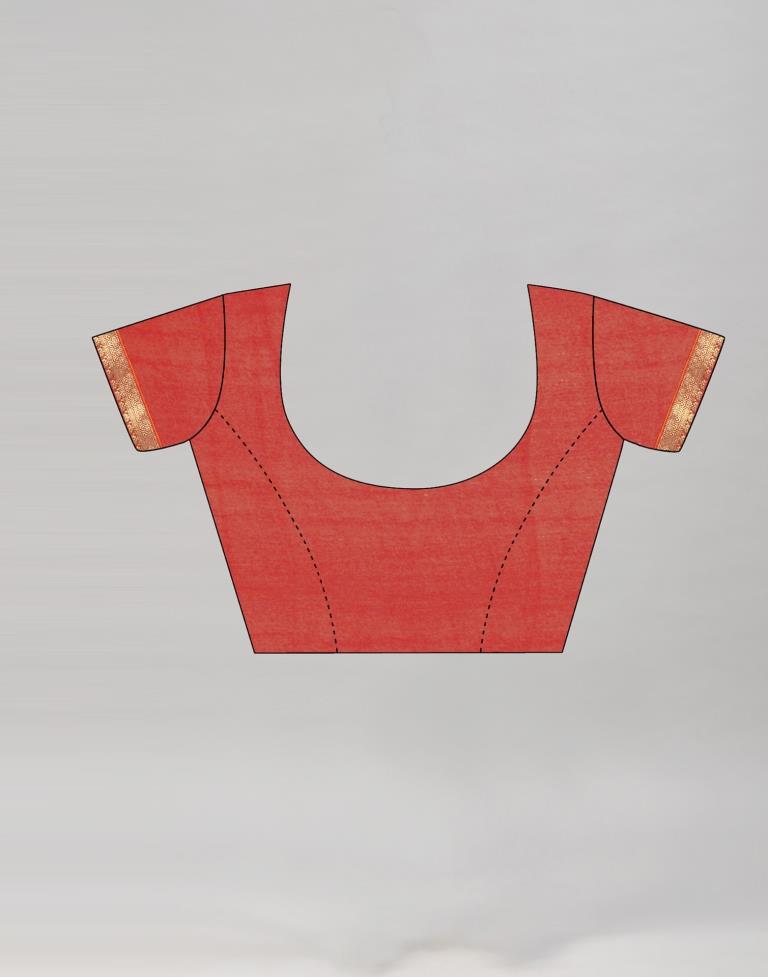 Coral Red Coloured Chiffon Floral Printed Casual saree | Sudathi