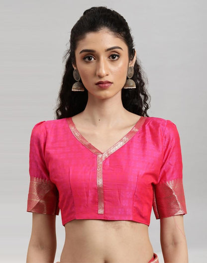 Hot Pink Coloured Poly Silk Banarasi Jacquard Saree | Sudathi
