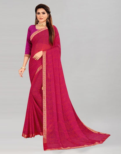 Dark Pink Coloured Chiffon Printed Casual saree | Sudathi