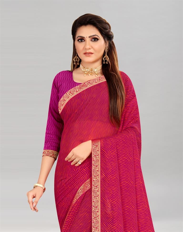 Dark Pink Coloured Chiffon Printed Casual saree | Sudathi