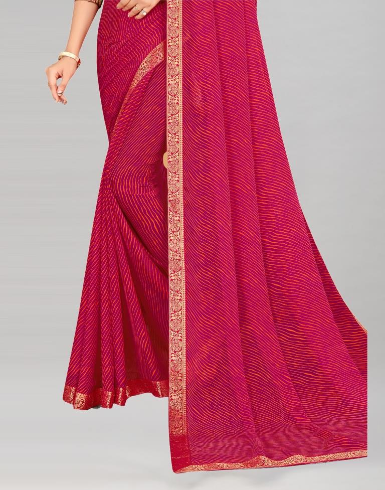 Dark Pink Coloured Chiffon Printed Casual saree | Sudathi