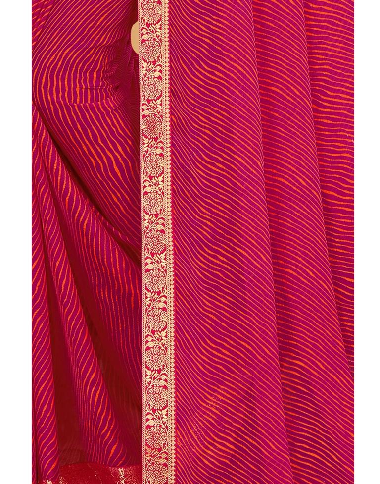 Dark Pink Coloured Chiffon Printed Casual saree | Sudathi