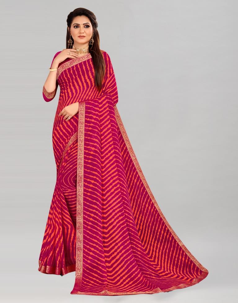 Dark Pink Coloured Chiffon Printed Casual saree | Sudathi