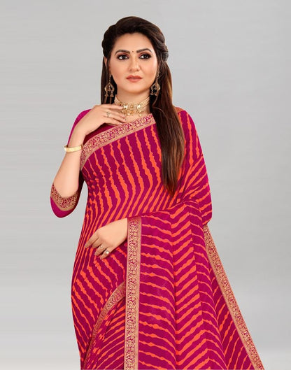 Dark Pink Coloured Chiffon Printed Casual saree | Sudathi
