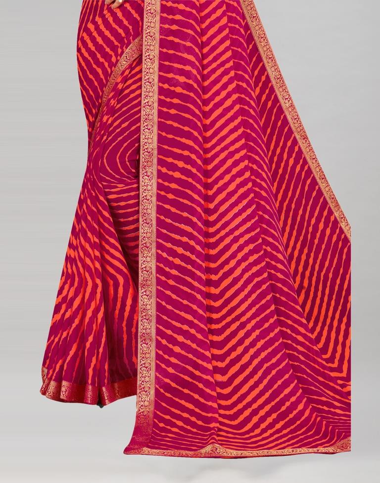 Dark Pink Coloured Chiffon Printed Casual saree | Sudathi