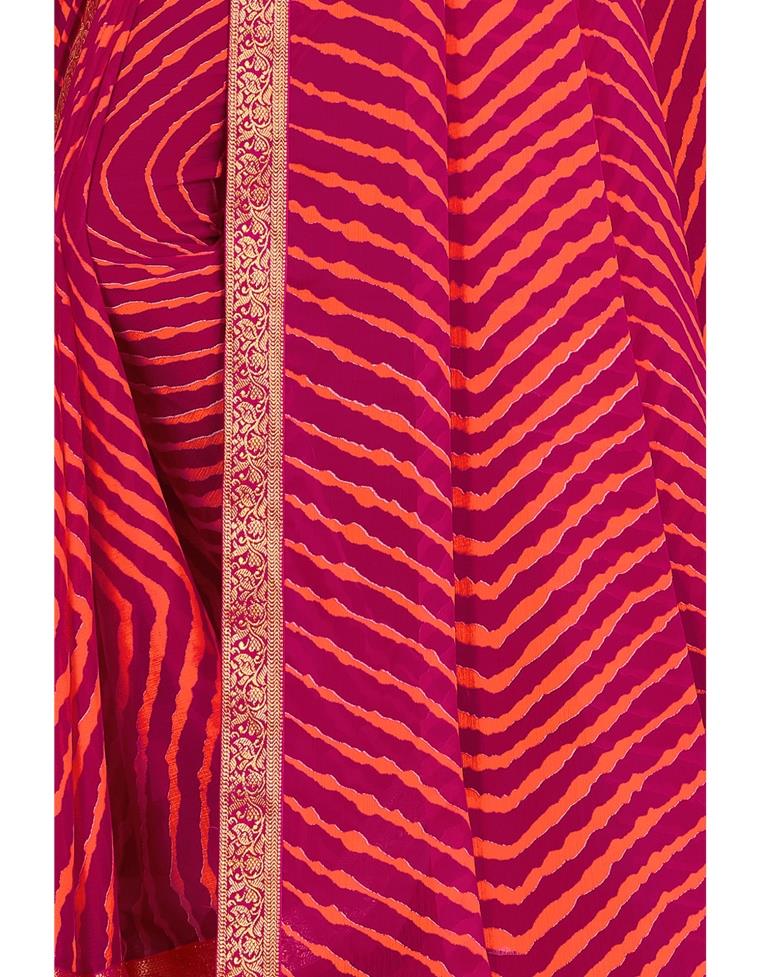 Dark Pink Coloured Chiffon Printed Casual saree | Sudathi