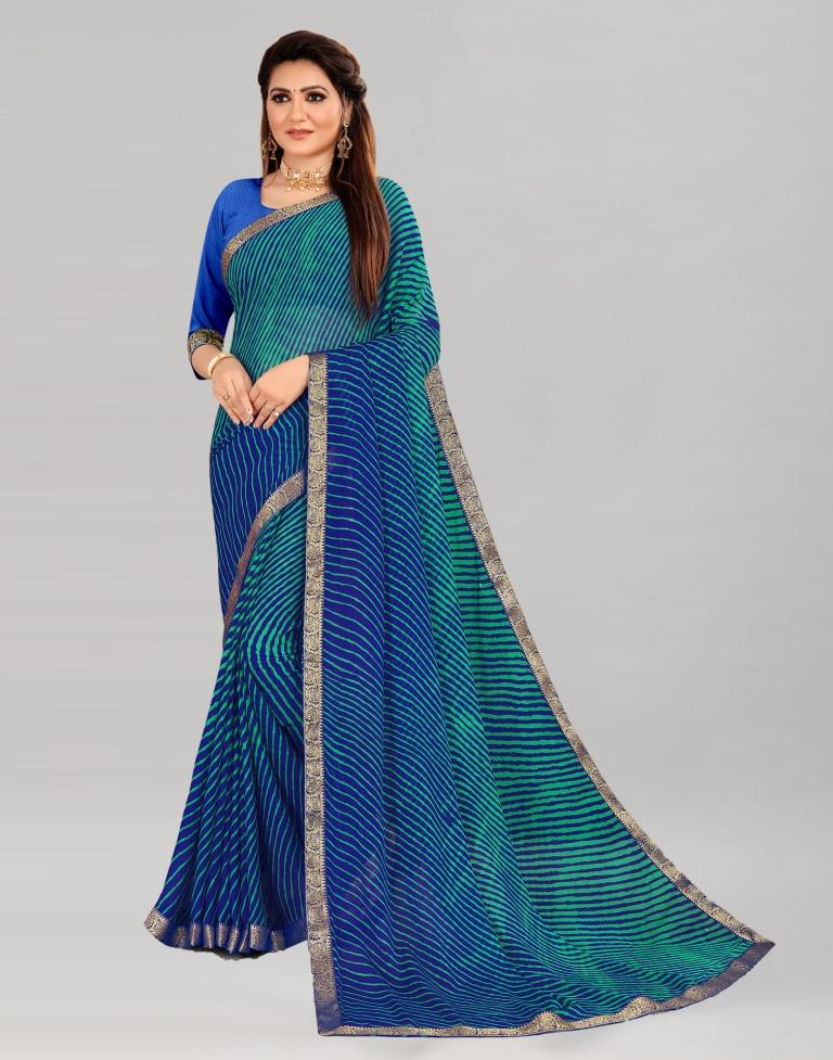 Royal Blue Coloured Chiffon Printed Casual saree | Sudathi