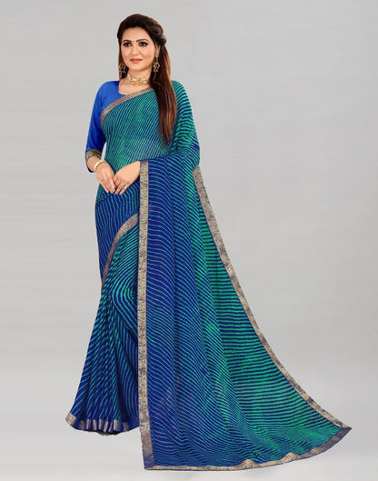 Royal Blue Coloured Chiffon Printed Casual saree | Sudathi