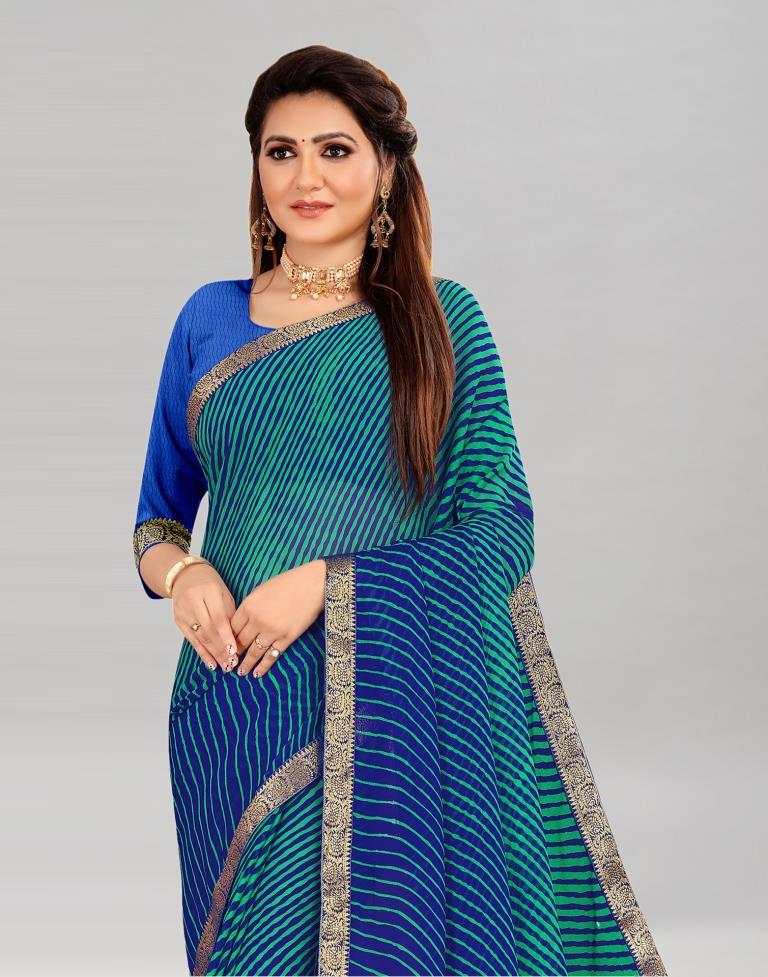 Royal Blue Coloured Chiffon Printed Casual saree | Sudathi