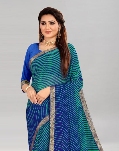 Royal Blue Coloured Chiffon Printed Casual saree | Sudathi