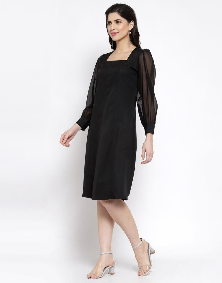 Black Puff sleeve Dress | Leemboodi