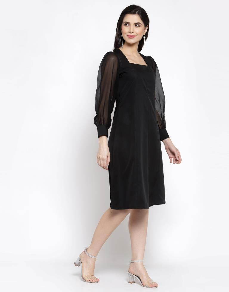 Black Puff sleeve Dress | Leemboodi