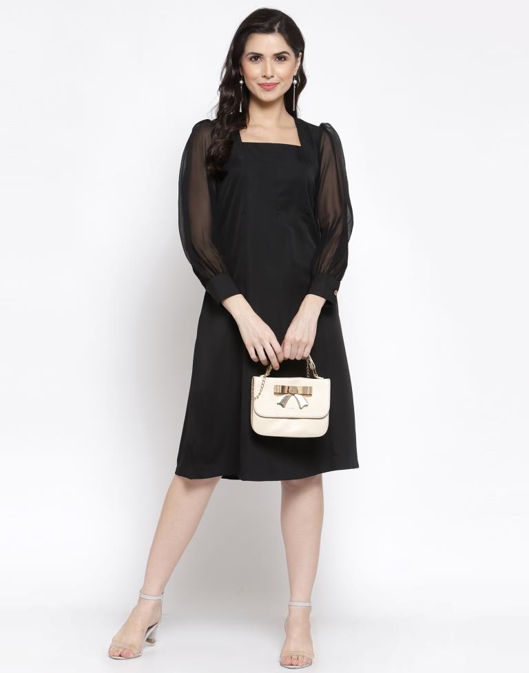 Black Puff sleeve Dress | Leemboodi