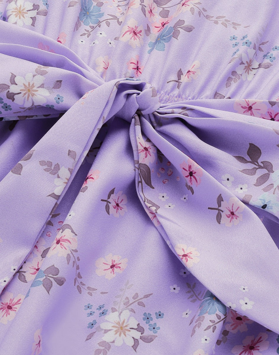 Lilac Coloured Crepe Digital Print Dress | Sudathi